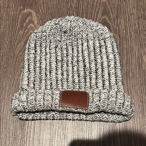 Gray Knit Beanie with Leather Patch. Love Your Melon Hat